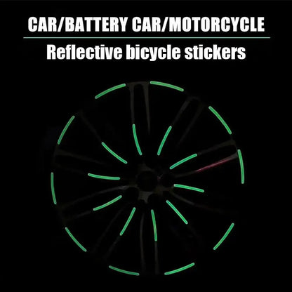 20Pcs Motorcycle Tire Rim Reflective Sticker Night Safety Warning Stickers Hub Reflector Auto Decals Motorcycle Wheel Strip Tool