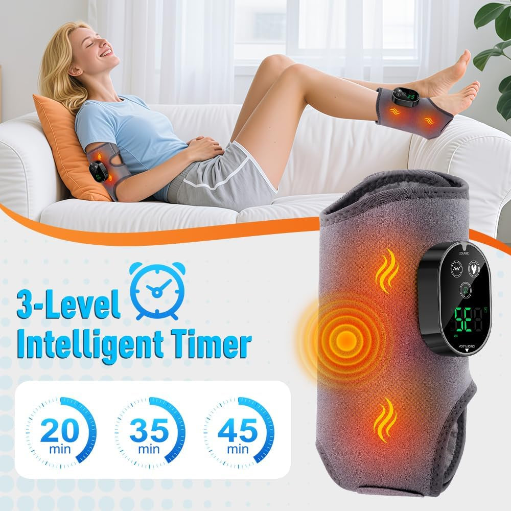 2-Pack Foot Renew Foot Massager, Cordless Ankle Heating Pad with Massager, Foot and Ankle Massager with Heat, 6 Heat Levels & 3 Massage Modes with Timer (Grey)