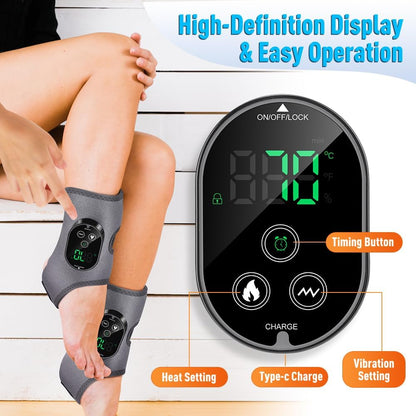 2-Pack Foot Renew Foot Massager, Cordless Ankle Heating Pad with Massager, Foot and Ankle Massager with Heat, 6 Heat Levels & 3 Massage Modes with Timer (Grey)