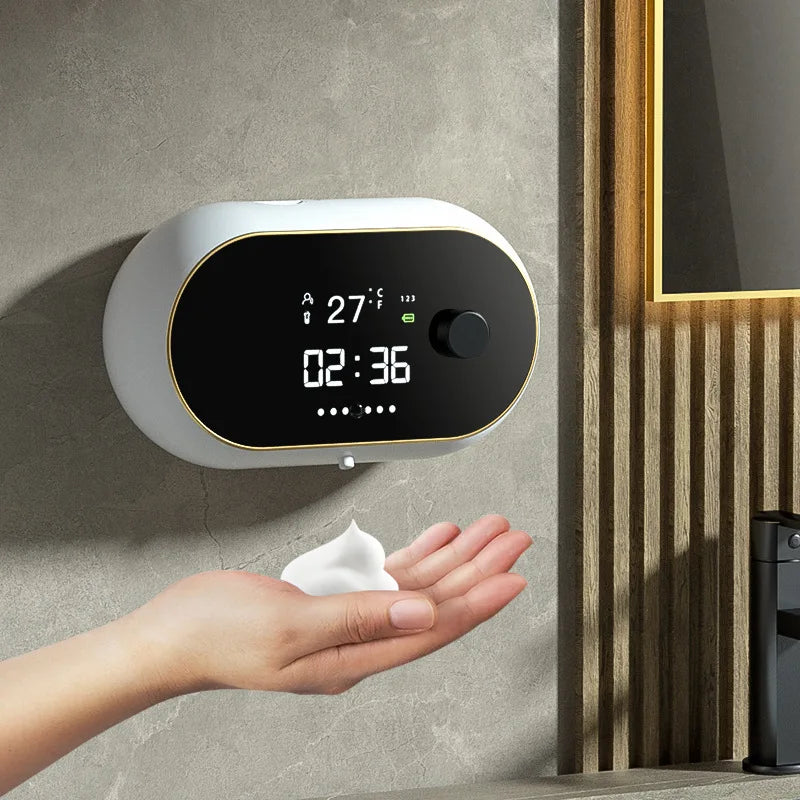 Rechargeable 400Ml Automatic Foaming Soap Dispenser Wall Mounted Touchless Sensor Adjustable Foam LED Screen Bathroom Kitchen